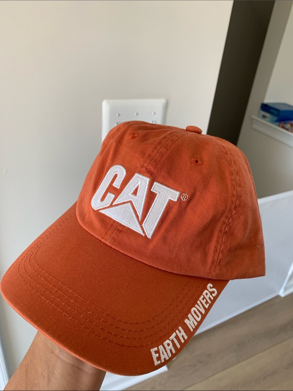 NWOT,CAT Orange Cotton Baseball Cap - 'Earth Movers' Embroidered